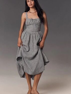 Reformation Black and White Gingham Midi Dress